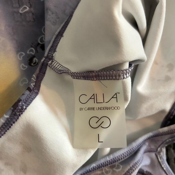 CALIA by Carrie Underwood Racerback Tank Top Gray Yellow Shirt Activewear Size L - Picture 3 of 5